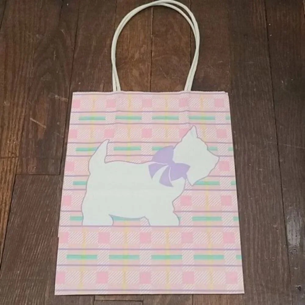 Vintage 80s Pastel Kawaii Scotty Dog Gift Bag